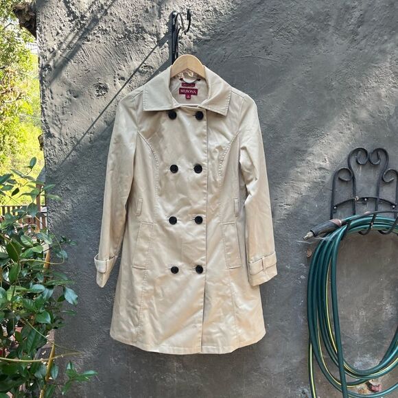 MERONA DOUBLE BREASTED TAN TRENCH COAT SMALL - Picture 5 of 8